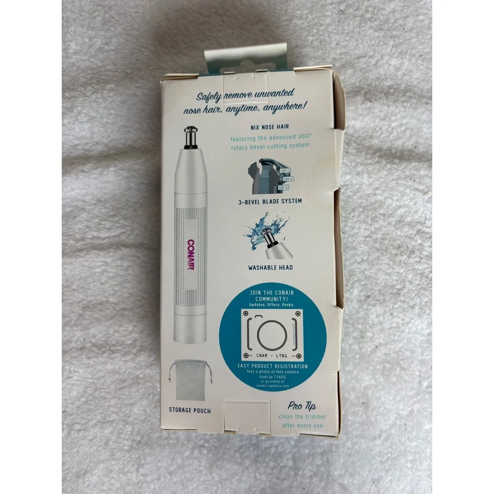 Conair Personal Nose and Ear Trimming System LTN1 White 3-Bevel Blade Trimmer